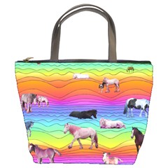 Horses In Rainbow Bucket Bags by CosmicEsoteric