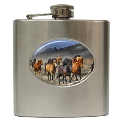 Horses Stampede Nature Running Hip Flask (6 Oz) by Celenk