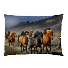 Horses Stampede Nature Running Pillow Case by Celenk