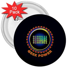 Geek Power 3  Buttons (10 Pack)  by linceazul