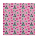 Green Dress Pink Tile Coasters Front