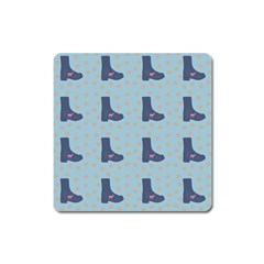 Deer Boots Teal Blue Square Magnet by snowwhitegirl