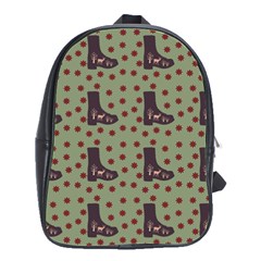 Deer Boots Green School Bag (large) by snowwhitegirl