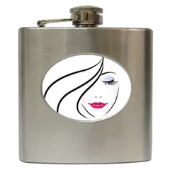 Makeup Face Girl Sweet Hip Flask (6 Oz) by Mariart