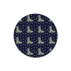 Blue Boots Rubber Coaster (round)  by snowwhitegirl