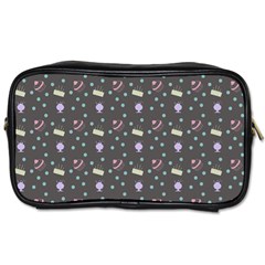 Cakes Yellow Pink Dot Sundaes Grey Toiletries Bags 2-side by snowwhitegirl