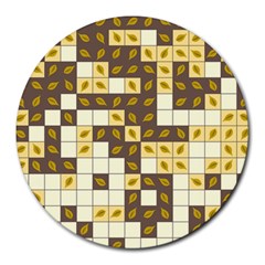 Autumn Leaves Pattern Round Mousepads by linceazul