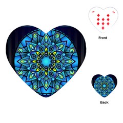 Mandala Blue Abstract Circle Playing Cards (heart)  by Nexatart