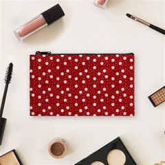 Floral Dots Red Cosmetic Bag (small)  by snowwhitegirl