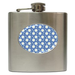 Daisy Dots Blue Hip Flask (6 Oz) by snowwhitegirl