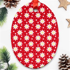 Daisy Dots Red Ornament (oval) by snowwhitegirl