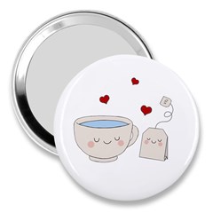 Cute Tea 3  Handbag Mirrors by Valentinaart