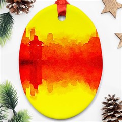 Sun Rise,city,modern Art Ornament (oval) by NouveauDesign