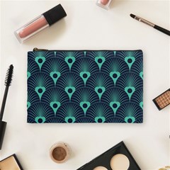 Blue,teal,peacock Pattern,art Deco Cosmetic Bag (medium)  by NouveauDesign