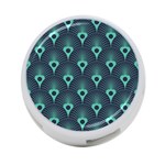 blue,teal,peacock pattern,art deco 4-Port USB Hub (One Side) Front