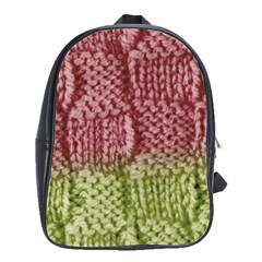 Knitted Wool Square Pink Green School Bag (large) by snowwhitegirl