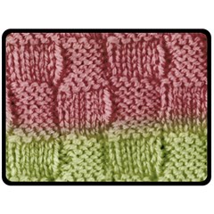 Knitted Wool Square Pink Green Fleece Blanket (large)  by snowwhitegirl