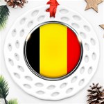 Belgium Flag Country Brussels Round Filigree Ornament (Two Sides) Back