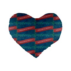 Valentine Day Pattern Standard 16  Premium Heart Shape Cushions by dflcprints