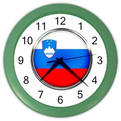 Slovenia Flag Mountains Country Color Wall Clocks by Nexatart