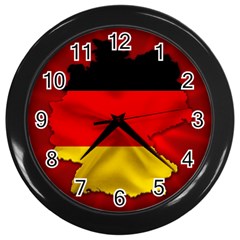 Germany Map Flag Country Red Flag Wall Clocks (black) by Nexatart