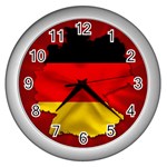 Germany Map Flag Country Red Flag Wall Clocks (Silver)  Front