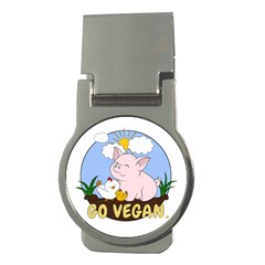 Go Vegan - Cute Pig And Chicken Money Clips (round)  by Valentinaart