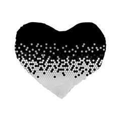 Flat Tech Camouflage Black And White Standard 16  Premium Flano Heart Shape Cushions by jumpercat