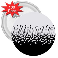 Flat Tech Camouflage White And Black 3  Buttons (100 Pack)  by jumpercat