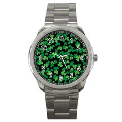 St  Patricks Day Clover Pattern Sport Metal Watch by Valentinaart