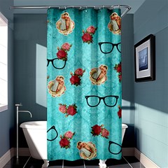 Vintage Glasses Blue Shower Curtain 36  X 72  (stall)  by snowwhitegirl