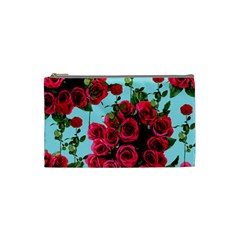 Roses Blue Cosmetic Bag (small)  by snowwhitegirl