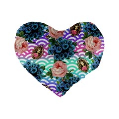 Floral Waves Standard 16  Premium Heart Shape Cushions by snowwhitegirl