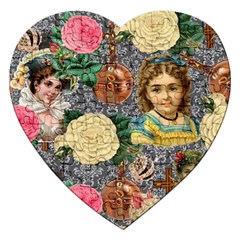 Damask Religious Victorian Grey Jigsaw Puzzle (heart) by snowwhitegirl