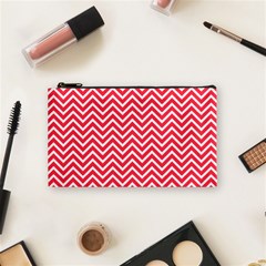 Red Chevron Cosmetic Bag (small)  by snowwhitegirl