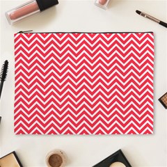 Red Chevron Cosmetic Bag (xl) by snowwhitegirl