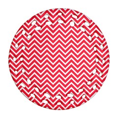 Red Chevron Ornament (round Filigree) by snowwhitegirl