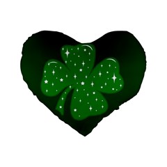 Sparkly Clover Standard 16  Premium Heart Shape Cushions by Valentinaart