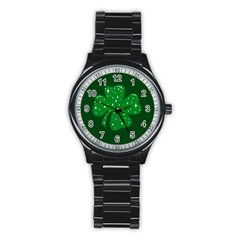 Sparkly Clover Stainless Steel Round Watch by Valentinaart