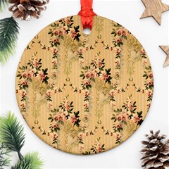 Vintage Floral Pattern Round Ornament (two Sides) by paulaoliveiradesign