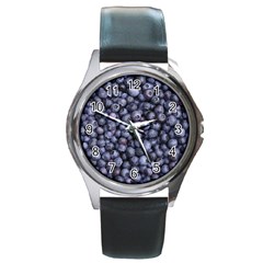 Blueberries 3 Round Metal Watch by trendistuff