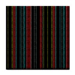 Multicolored Dark Stripes Pattern Tile Coasters Front