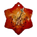 Violin With Violin Bow And Dove Snowflake Ornament (Two Sides) Back