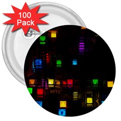 Abstract 3d Cg Digital Art Colors Cubes Square Shapes Pattern Dark 3  Buttons (100 Pack)  by Sapixe