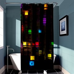 Abstract 3d Cg Digital Art Colors Cubes Square Shapes Pattern Dark Shower Curtain 36  X 72  (stall)  by Sapixe