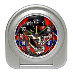 Confederate Flag Usa America United States Csa Civil War Rebel Dixie Military Poster Skull Travel Alarm Clocks by Sapixe