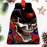 Confederate Flag Usa America United States Csa Civil War Rebel Dixie Military Poster Skull Bell Ornament (Two Sides) Front