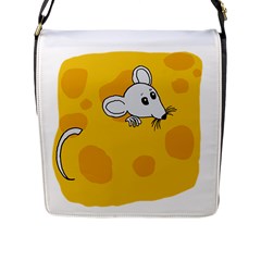 Rat Mouse Cheese Animal Mammal Flap Messenger Bag (l)  by Nexatart