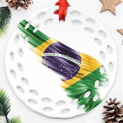 Flag Of Brazil Round Filigree Ornament (two Sides) by Sapixe