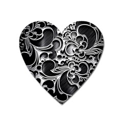 Floral High Contrast Pattern Heart Magnet by Sapixe